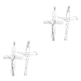 COHEALI 2sets DIY Cross Pendant Retro Jesus Tree Cross Necklace for Women Crucifix Holy Communion Present 2pcs*2