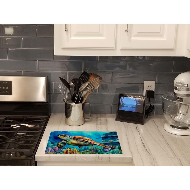 Caroline's Treasures DAC2805LCB Loggerhead Sea Turtle Glass Cutting Board Large