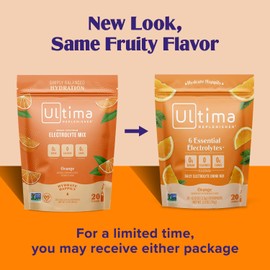 Ultima Replenisher Ultima Replenisher Daily Electrolyte Powder Drink Mix  Orange, 20 Stickpacks  Hydration Packets with 6 Key Electrolytes and Trace Minerals  Keto Friendly, Vegan, Non-GMO and Sugar-Free