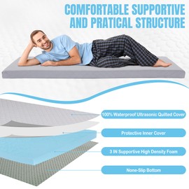 HOMBYS Memory Foam Camping Mattress for Outdoor Sleeping, Roll Up Porable Camping Mattress Pad Mat with Quilted Cover for Travel Truck Bed Tent (Light Grey, Small Single-72 x24)