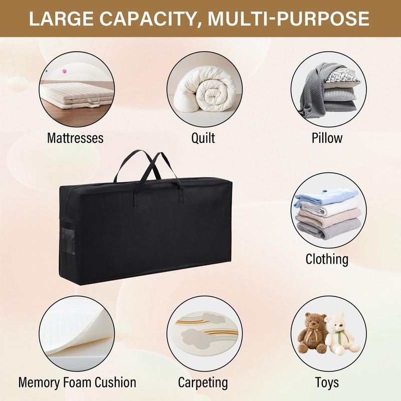 Folding Mattress Storage Bag, Carry Case for Trifold Memory Foam