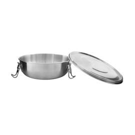 Tatonka Food Bowl 0.75 L - Stainless Steel Food Container/Bowl - With Lid, Clip Fasteners and 750 ml Volume, Silver