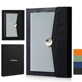 HIUKOOKA A5 Notebooks College Ruled,192 Pages Lined Notebook Journal for Writing,100gsm Thick Paper Journal With Gift Box,Leather Journal for Works,Study,Meeting,Diary 6.1'' x 8.7'' - Black
