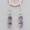 Amber America Facetted Oval Drop Purple AMETHYST Leverback Earrings 925