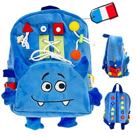 tikimonti Montessori Learning Backpack for Children - Sensory Toy for Learning & Fine Motor Skills - BusyBoard for Nursery / Nursery / Nursery - Busy Bag for Boys & Girls