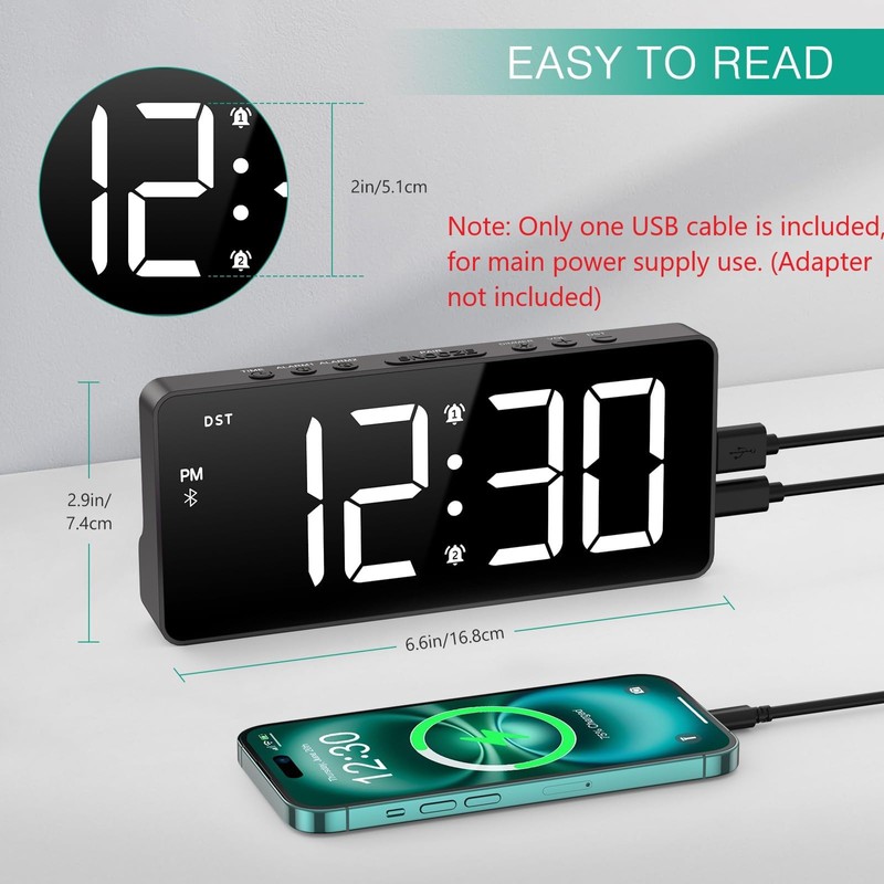 ORIA Digital Alarm Clock, LED Bedroom Clock with Bluetooth Sync