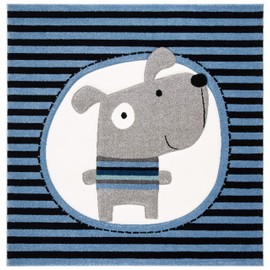 Safavieh Carousel Kids Collection CRK126N Stripe Nursery Playroom Area Rug, 4' x 6', Navy / Ivory
