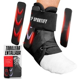 SPORTIFY Tobillera Ajustada para Esguince de Tobillo, con Cordones Rápidos para Mujeres y Hombres, con 2 Almohadillas Autoformadas, Estabilizador de Tobillo Tela Transpirable para Recuperación de Lesiones, Correr y Deportes.