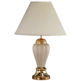 Benicabaly Elegant 27" Tall Ceramic Table Lamp with Ivory Linen Shade and Silver Accents