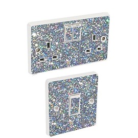 the grafix studio Silver Sequin Light Switch & Double Socket Sticker Vinyl/Skin cover