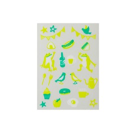 Irodo 90058 Picnic, No Ironing Required, Fabric Decal, Leather, Synthetic Fiber, Handmade, Yellow Green, Lime Green