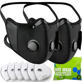 BASE CAMP M Cross Dust Mask, Reusable Breathable Comfortable Sport Safety Work Mask with Extra 6 Activated Carbon Filters for Woodworking Construction Sanding Gardening Sawing