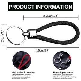 Fuletooye 2 Pcs Braided Leather Keychains, PU Leather Strap Keyring Braided Strap Keyring Car Braided Keychain Key Fob Hanging Ornament Business Gift for Men and Women Car Home Office Keys