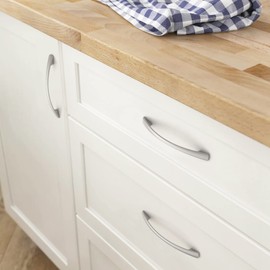 FURNIWARE Pack of 10 Handles, 96 mm Hole Spacing, Furniture Handles, Cabinet Handles, Kitchen Handles, Furniture Drawer Handles, Handles for Kitchen Cabinets, Cupboards, Drawer Handles, Brushed Satin