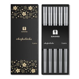 SUPJOYES 5 Pairs Stainless Steel Chopsticks, Reusable Chopsticks, Dishwasher Safe Metal Chopsticks, Japanese Chopsticks, Gift Set, Matt