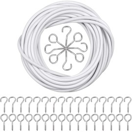 Luabue Curtain Wire White Curtain Wire 10 m Curtain Rope with 20 Pieces Eye Screws and 20 Pieces Screw Hooks Curtain Wire Rope for Curtain Rods Curtains
