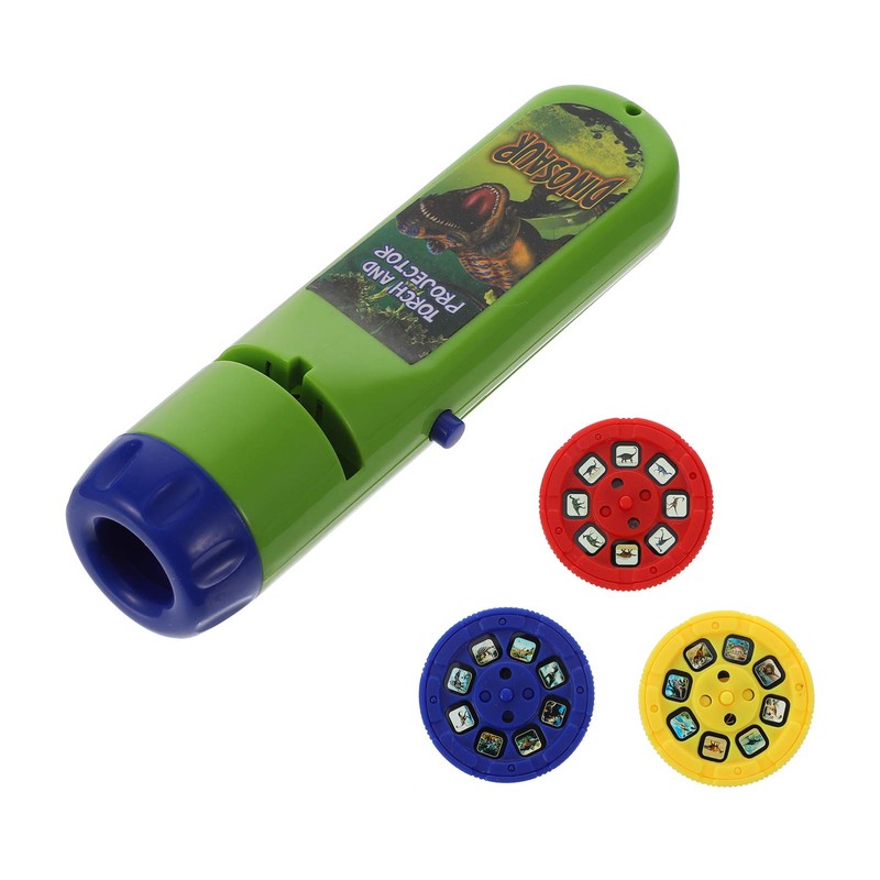 Toyvian Dinosaur Projector Flashlight, Slide Torch Projector Toys Lighting Story