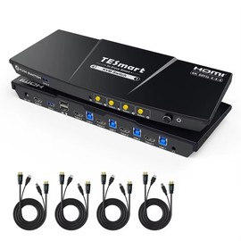 TESmart 4 Port KVM Switch Kit HDMI 4K60Hz with USB 3.0 Docking Station for 4 PCs 1 Monitorcolor: Black