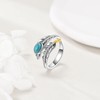 925 Sterling Silver Ring Feather Ring Turquoise Rings Adjustable Feather