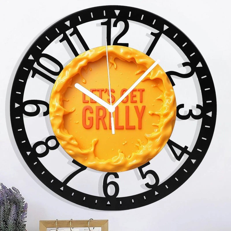 25cm Circular Iron Wall Clock with a Martini Glass and