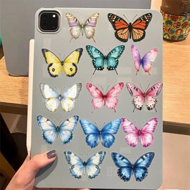 50PCS Cute Butterfly Transparent PET Stickers Pack,Aesthetic Colorful Lifelike Butterfly Decor Gifts for Kids Teens Adults Waterproof Vinyl PET Nature Stickers for Scrapbook Party Favors (Butterfly)