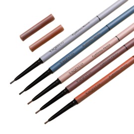 SUIKONE Eyebrow Pencil with Refill, Extra Fine Point 0.06 inch (1.5 mm), Eyebrow, Anti-Falling, Waterproof, Cosmetic, Waterproof Refill (02# Dark Brown)