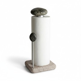 Premium Granite Paper Towel Holder - Free Standing Kitchen Paper Towel Roll Holders with Granite Base for Easy One Handed Use - Holds Standard or Jumbo-Sized Rolls (Each Holder is Unique) Made in USA