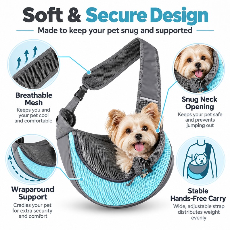 Breathable Dog Sling Carrier for Small Pets – Lightweight Mesh