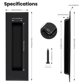 RadiantDecor 2 Pack 5.9" Pocket Door Pull Black Sliding Door Handle Pocket Door Hardware Recessed Door Pull for Pocket Door Closet Door