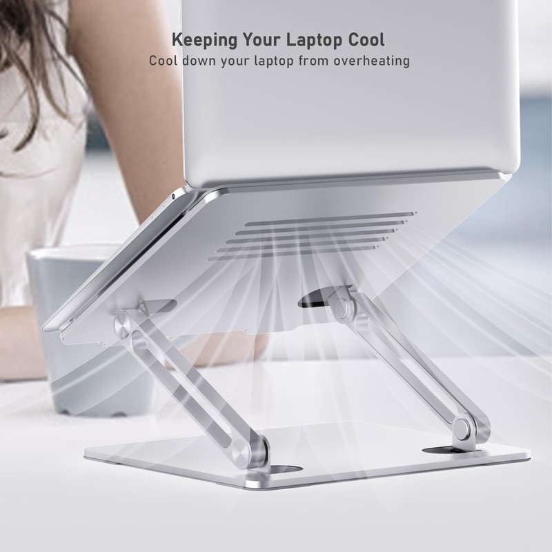 BoYata Laptop Stand, Adjustable Laptop Riser with Slide-Proof Silicone and