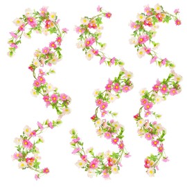 Pack of 3 Artificial Flower Garland, Daisy Garland Decoration, Pink Artificial Flowers, Flower Garland, Daisy Vine Hanging Artificial Plant for Wedding Arch, Door Arrangement, Decoration