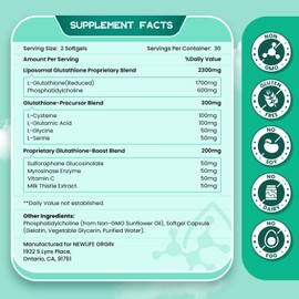 inGreens 2800 MG Liposomal Glutathione Supplement, Detoxifying & Immune, Aging Defense, Energy, Glutathione Unique Formulation Reduced