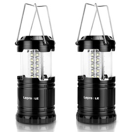 Lepro LED Lanterns Battery Powered, Camping Essentials, Collapsible, IPX4 Water Resistant, Outdoor Portable Lights for Emergency, Hurricane, Storms and Outages, 2 Pack