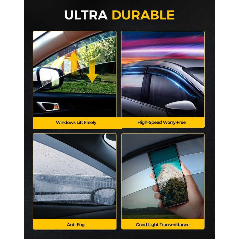 KYX Rain Guards for Car Windows, Outside Mount Window Visors