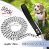 Steel Dog Chain Leash with Leather Handle,19mm Wide,Heavy Duty Dog