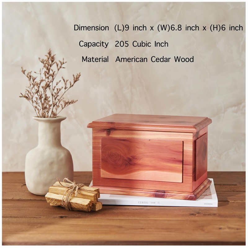 AspenStudio Cedar Wooden Urn for Cremation Ashes Handcrafted Cedar Wooden