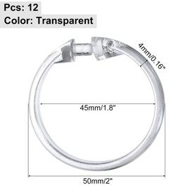 uxcell 12 Pcs Shower Curtain Hooks, O-Shaped Plastic Shower Curtain Rings for Bathroom Rings, Shower Window Rods, Shower Curtain, Changing Room, Dressing Room (Transparent)