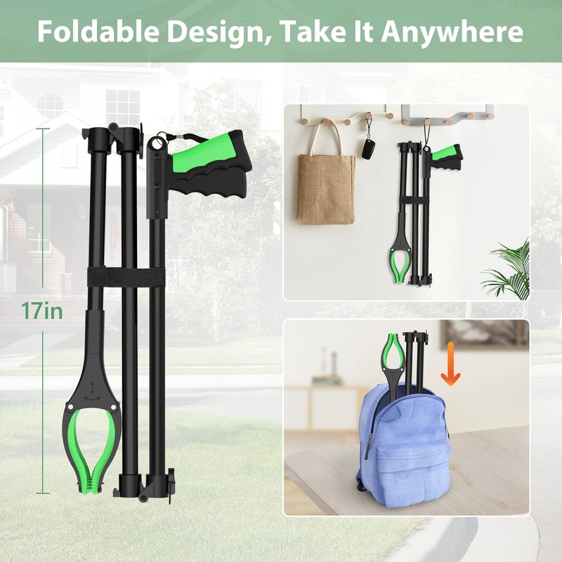 52" Extra Long Grabber Reacher Tool, Foldable Reacher Grabber Pickup