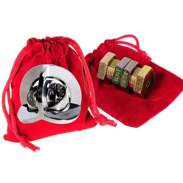 NUTCASE & EQUA Hanayama Brain Teaser Puzzles, with RED Velveteen Drawstring Pouches - Bundled Items