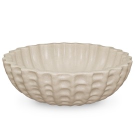 LIN CHUAN Modern Decorative Bowl, Sculptural Resin Display Bowl for Home Decor, Large Centerpiece for Kitchen Counter or Entry Table, Key Bowl or Fruit Bowl, Beige