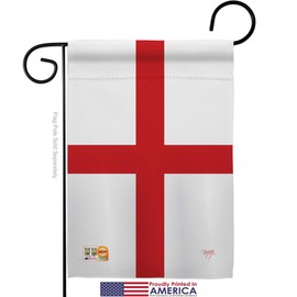 England St Georges Cross Garden Flag Set Wood Dowel Regional Nationality Nation International World Country Particular Area Small Decorative Gift Yard House Banner Made In USA 13 X 18.5