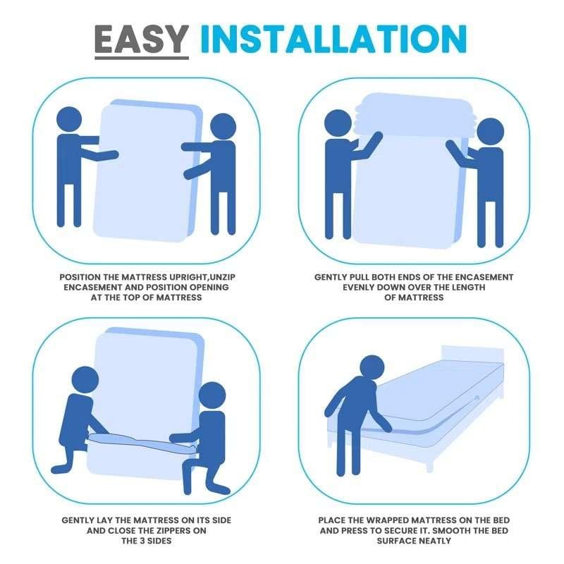 Zipper Fitted Sheet Twin - 12 Inch Deep Pocket Microfiber