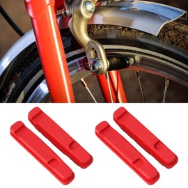 EMSea Set of 4 Rubber Bicycle Brake Pads Compatible with Brompton Red