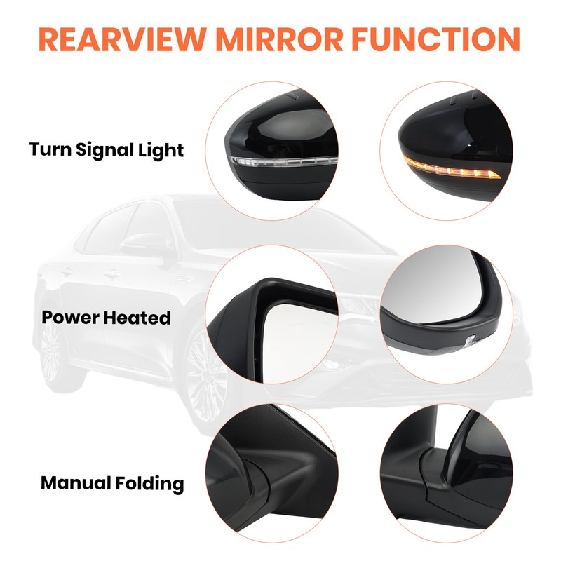 MOFOAP Passenger Side Mirror Compatible with 2014 2015 Kia Optima
