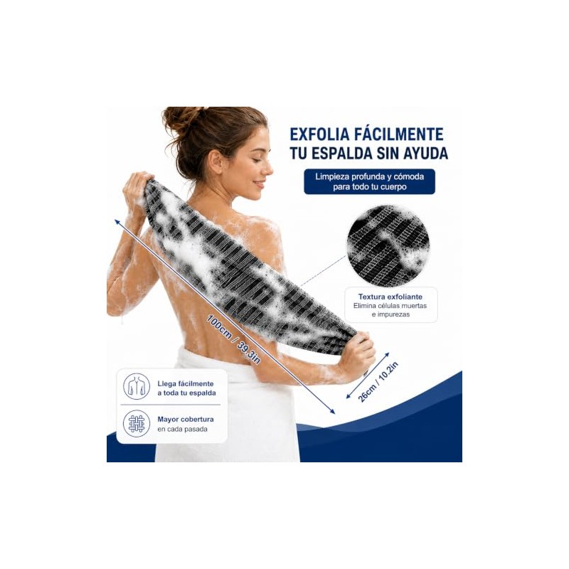 4PCS Zenbody Toalla Exfoliante Japonesa, Doble Cara con 4 Ganchos