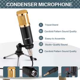 Xisono Podcast Equipment Bundle,Condenser Microphone Bundle with Tripod Stand and Audio Mixer/studio equipment/podcast microphone for Streaming Broadcast,Gaming,Recording,Singing,Tiktok,YouTube