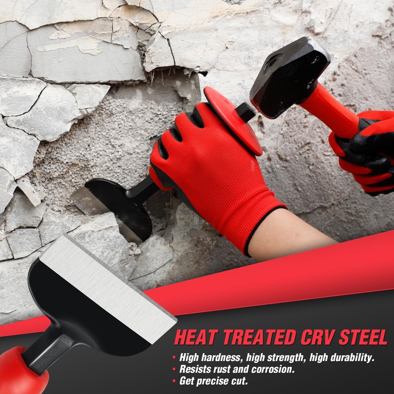 Rizom 8-Inch Rock Chisel, Ston Chisel with Hand Protection, Heavy