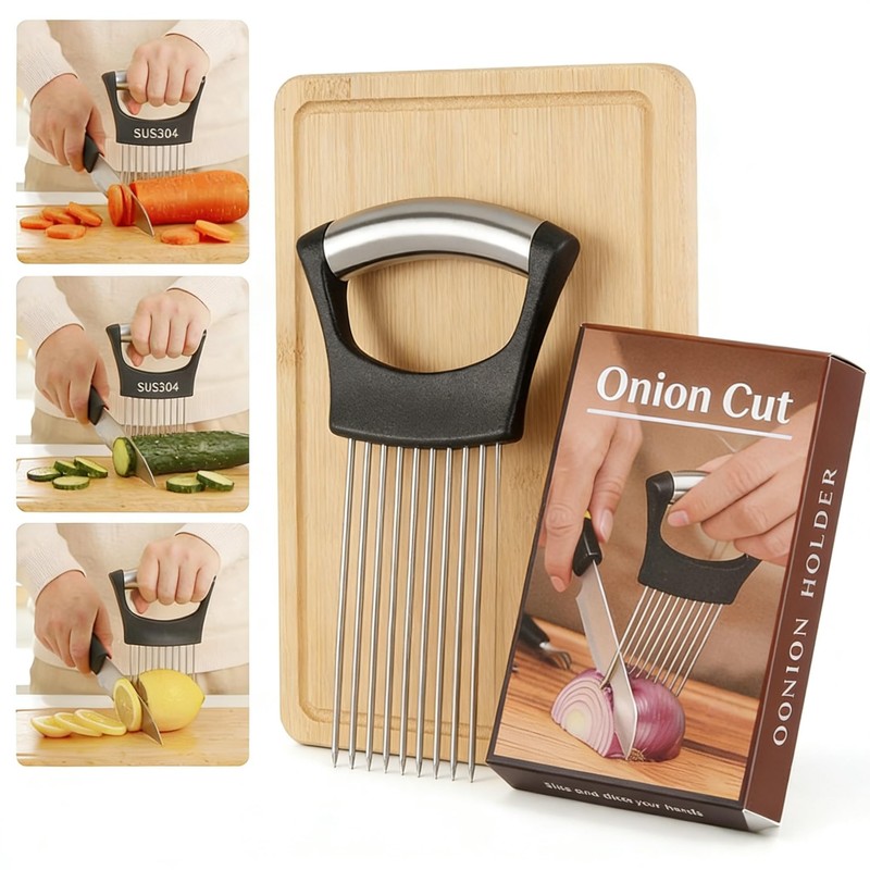 AOYYUBK 304 Stainless Steel Onion Holder & Slicer - Multi-Fruit