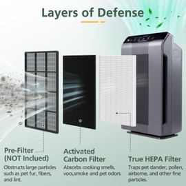 115115 Replacement Filters A for Winix PlasmaWave 5300, 6300, C535, 5300-2, 6300-2,P300, AM90, 9000, 5000, 5000B, C909, 9800 Air Purifier, 2 x True HEPA Size 21 Filter Plus 8 x Carbon Pre-Filters