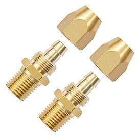 Pronese 2pcs Premium Solid Brass Pneumatics Reusable Hose-End Repair Fitting, 1/4" Barb For 1/4-Inch ID Polyurethane Air Hose With 1/4" NPT Rigid